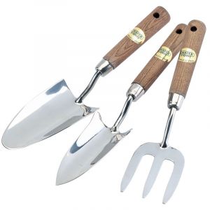 Draper Tools Stainless Steel Hand Fork and Trowels Set with Ash Handles (3 Piece)