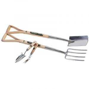 Draper Tools Stainless Steel Border Fork with Spade Set and Hand Trowel with Weeder Set (4 Piece)