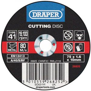 Draper Tools Flat Metal Cutting Discs (75 x 1.6 x 10mm)