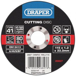 Draper Tools Flat Metal Cutting Discs (115 x 1.2 x 22.2mm)