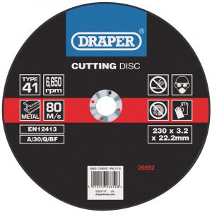 Draper Tools Flat Metal Cutting Discs (230 x 3.2 x 22.2mm)