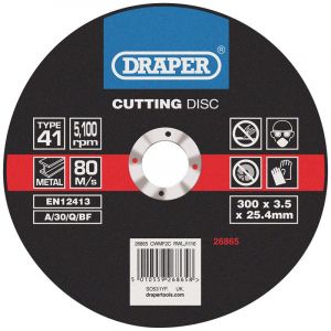 Draper Tools Flat Metal Cutting Discs (300 x 2.8 x 25.4mm)