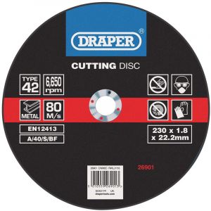 Draper Tools Depressed Centre Metal Cutting Discs (230 x 1.8 x 22.2mm)