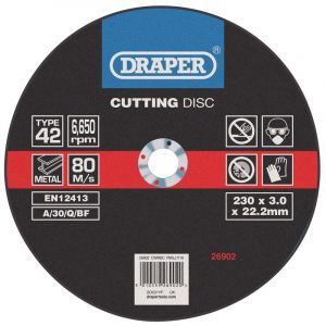 Draper Tools Depressed Centre Metal Cutting Discs (230 x 3.0 x 22.2mm)