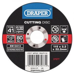 Draper Tools Multi Purpose Cutting Disc (115 x 1.6 x 22.2mm)