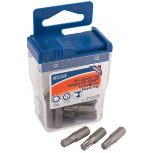 Draper Tools 20 x Draper TX-STAR® 25mm Long Insert Bits in Plastic Storage Case