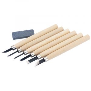 Draper Tools Wood Carving Set with Sharpening Stone (7 Piece)
