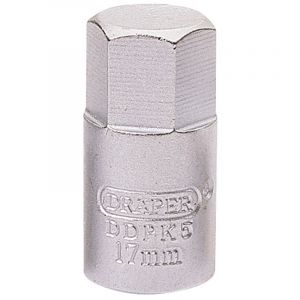 Draper Tools 17mm Hexagon 3/8 Square Drive Drain Plug Key