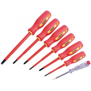 Draper Tools Fully Insulated Screwdriver Set with Mains Tester (7 Piece)