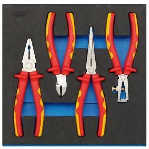 Draper Tools VDE Approved Fully Insulated Plier Set in 1/2 Drawer EVA Insert Tray (4 Piece)