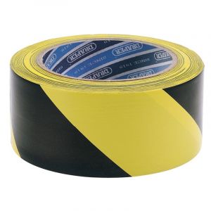 Draper Tools 33M x 50mm Black and Yellow Adhesive Hazard Tape Roll