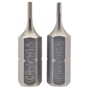 Draper Tools 1.5mm 1/4 Hex. Hexagonal Insert Bit 25mm Long x 2