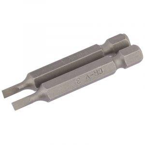 Draper Tools 3mm 1/4 Hex. Plain Slot Insert Bit 50mm Long x 2