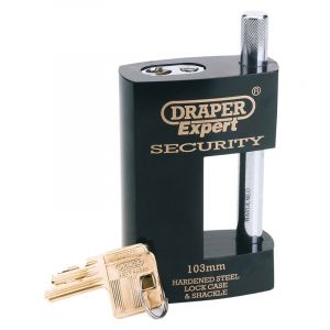 Draper Tools Expert 103mm Heavy Duty Close Shackle Padlock and 2 Keys