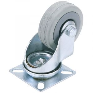 Draper Tools 50mm Dia. Swivel Plate Fixing Rubber Castor - S.W.L 50Kg