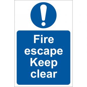 Draper Tools Fire Escape Keep Clear Mandatory Sign