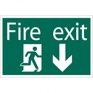Draper Tools Fire Exit Arrow Down Safety Sign