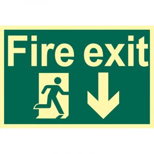 Draper Tools Glow In The Dark Fire Exit Arrow Down Safety Sign
