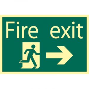 Draper Tools Glow In The Dark Fire Exit Arrow Right Safety Sign