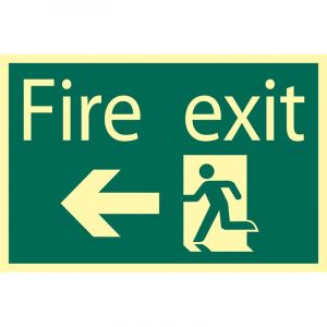 Draper Tools Glow In The Dark Fire Exit Arrow Left Safety Sign