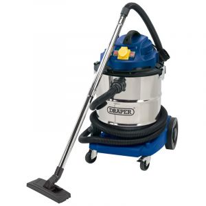 Draper Tools 50L 110V Wet and Dry Vacuum Cleaner with Stainless Steel Tank and 110V Power Tool Socket (1500W)