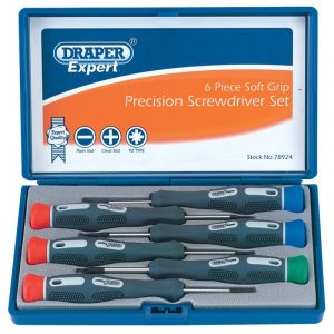 Draper Tools Soft Grip Precision Screwdriver Set (6 Piece)