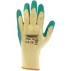 Draper Tools Green Heavy Duty Latex Coated Work Gloves - Extra Large