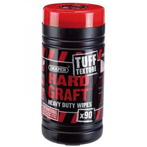 Draper Tools Tuff Texture, Hard Graft Heavy Duty Wipes (Tub of 90)